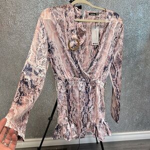 Boohoo - Satin like Snakeskin Pattern Romper